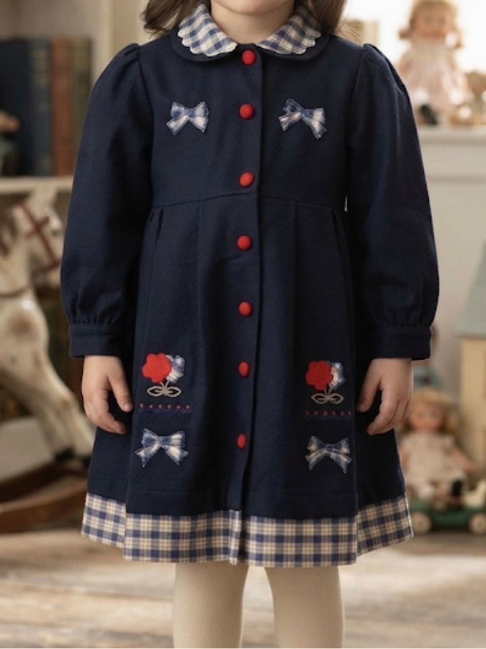 VINTAGE 80’s Girl’s Wool Blend Button Front Dress 3T